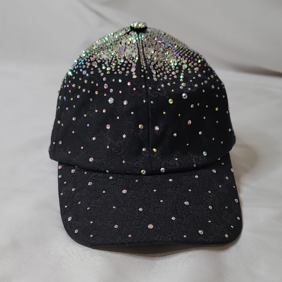 Gucci Accessories - Gucci Black Monogram GG Rhinestone Cap